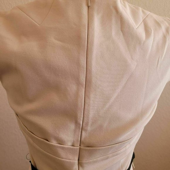 Karen Millen Womens Sheath Dress Ivory Belted Cap Sleeve Zip Up Stretch 8 New - Picture 4 of 9